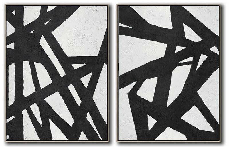 Handmade Large Contemporary Art,Set Of 2 Minimal Painting On Canvas - Original Art Acrylic Painting